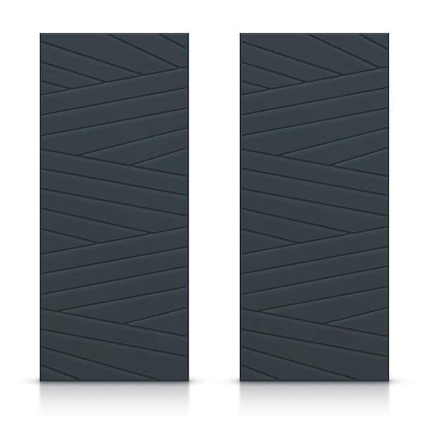 CALHOME 48 in. x 80 in. Hollow Core Charcoal Gray Painted Composite MDF Interior Double Closet Sliding Doors