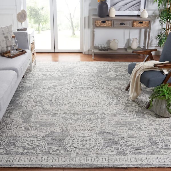 Abstract Ivory/Charcoal 8 ft. x 10 ft. Modern Aztec Medallion Area Rug