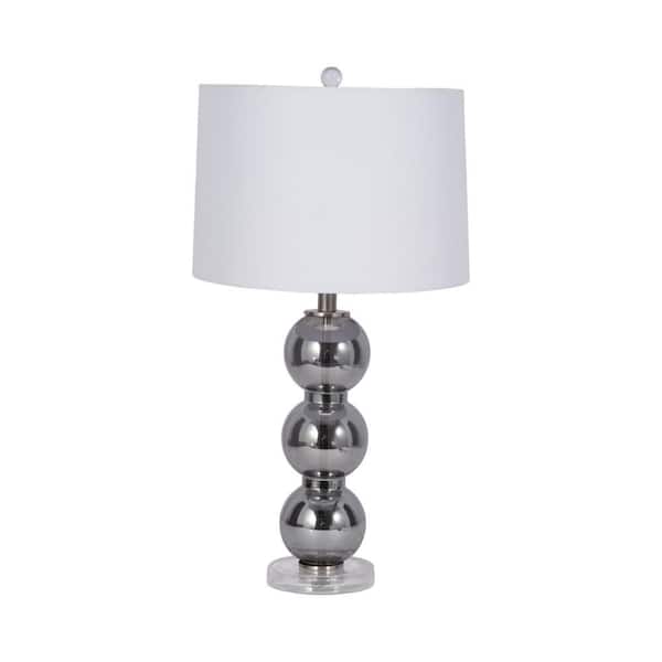29 in. Gray Glass Ball Table Lamp with Crystal Base