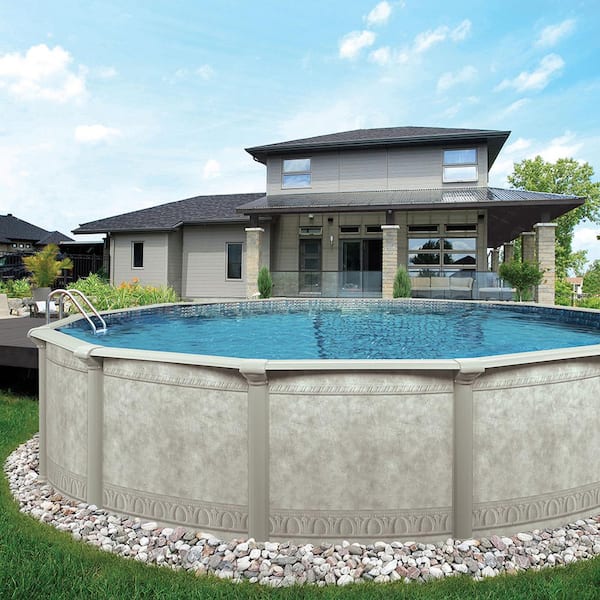 Khaki Venetian 21 ft. Round 52 in. Deep Above Ground Pool