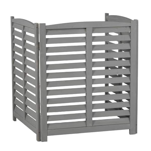 32 in. W x 38 in. H Grey Solid Wood No Dig Privacy Fence Panel for AC Unit and Garden with Ventilation Slats (3-Pack)