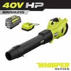 40V HP Brushless Whisper Series 160 MPH 650 CFM Cordless Battery Leaf Blower with 6.0 Ah Battery and Charger