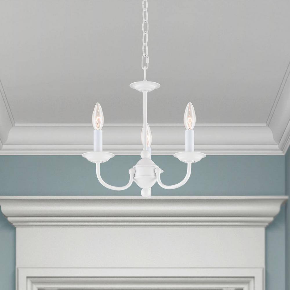 Elegant Mini 3-Light Candle Chandelier in Classic White