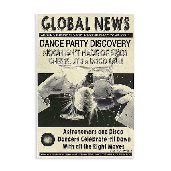 Stupell Industries Vintage Disco News Article by Graffi*Tee Studios Unframed Music Graphic Art Print 19 in. x 13 in.