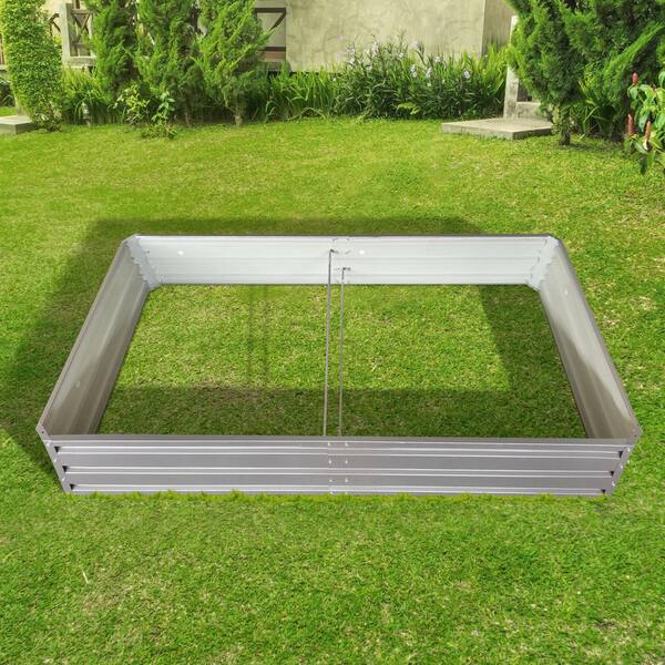 Unbranded - 6 x 3 x 1 ft. Gray Rust-Proof Metal Rectangular Outdoor Garden Bed Planter Box for Vegetables Flowers Herb (2-Pack)