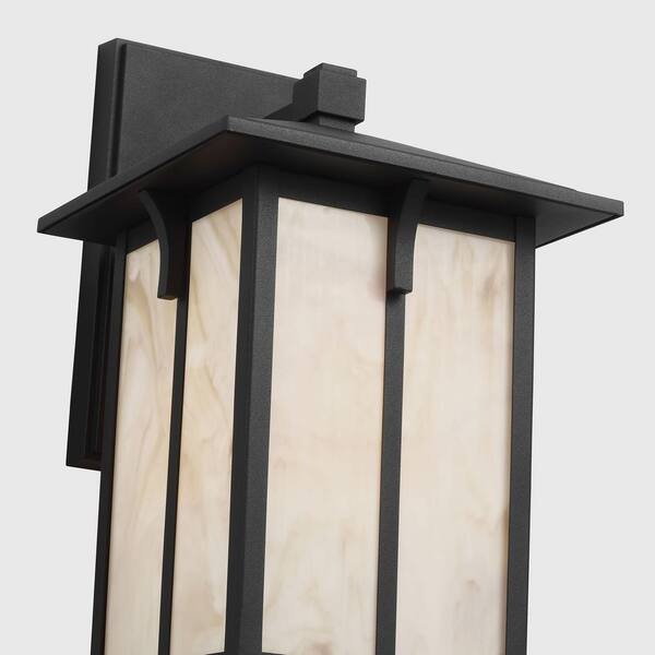 Generation Lighting - Tomek Medium 14 in. Black Outdoor Hardwired Wall Lantern Sconce with No Bulb Included