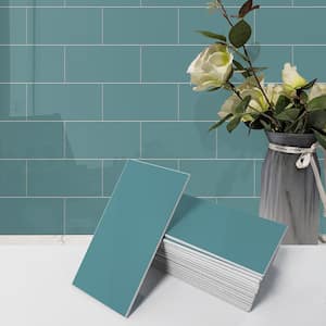 Bex Metro 3 in. x 6 in. Succulent 2.3 mm Glossy SPC Peel And Stick Backsplash Tile (7 sq. ft. / 56-Pack)