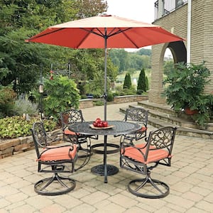 Sanibel Rust Bronze Swivel Rocking Cast Aluminum Outdoor Dining Chair with Coral Chair Cushion