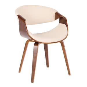 Symphony Mid-Century Cream Faux Leather and Walnut Dining/Accent Chair