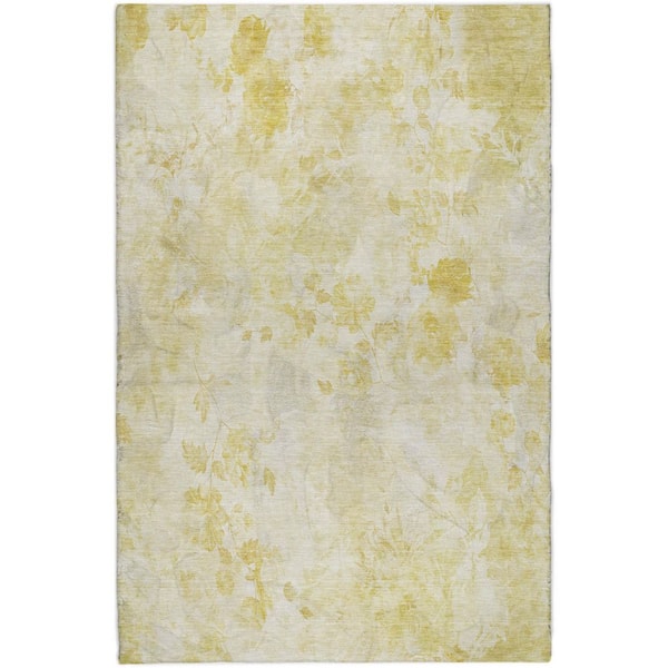 Dream Shag Premium Machine Washable Abstract ADS724 Gold 10 ft. x 14 ft. Area Rug