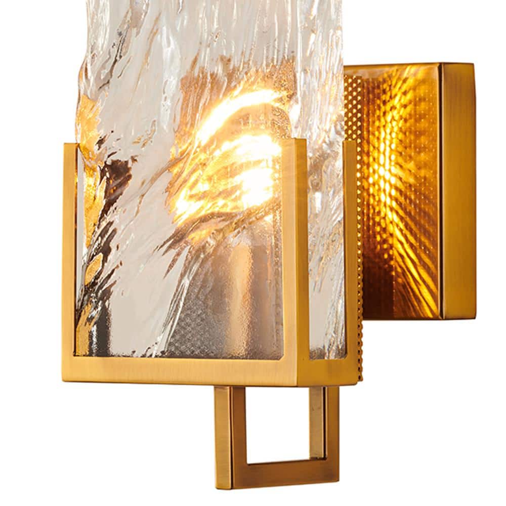 Elegant Gold Stainless Steel Wall Sconce with Crystal Plaque