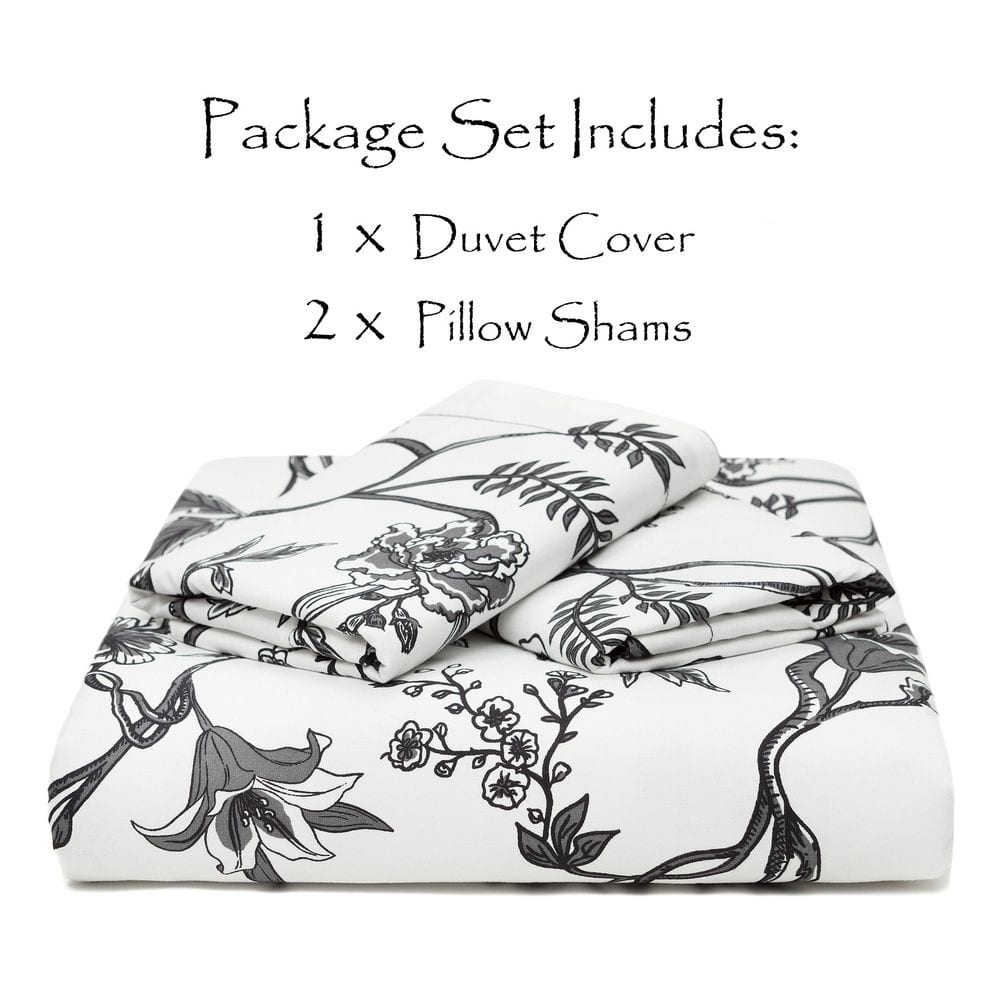 Chanasya Queen Black and White French Toile Microfiber Duvet Cover Set