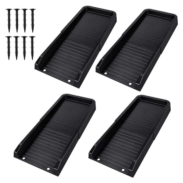 Jamphaza 2-Pack Gutter Downspout Extensions – 24" Splash Blocks With Stakes For Rainwater Drainage (Black)
