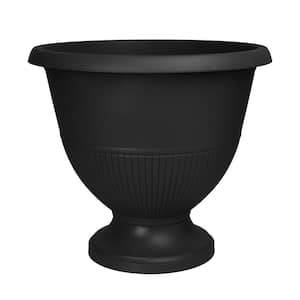 15 in. Solana Black Resin Urn Planter (15 in. D x 13 in. H)