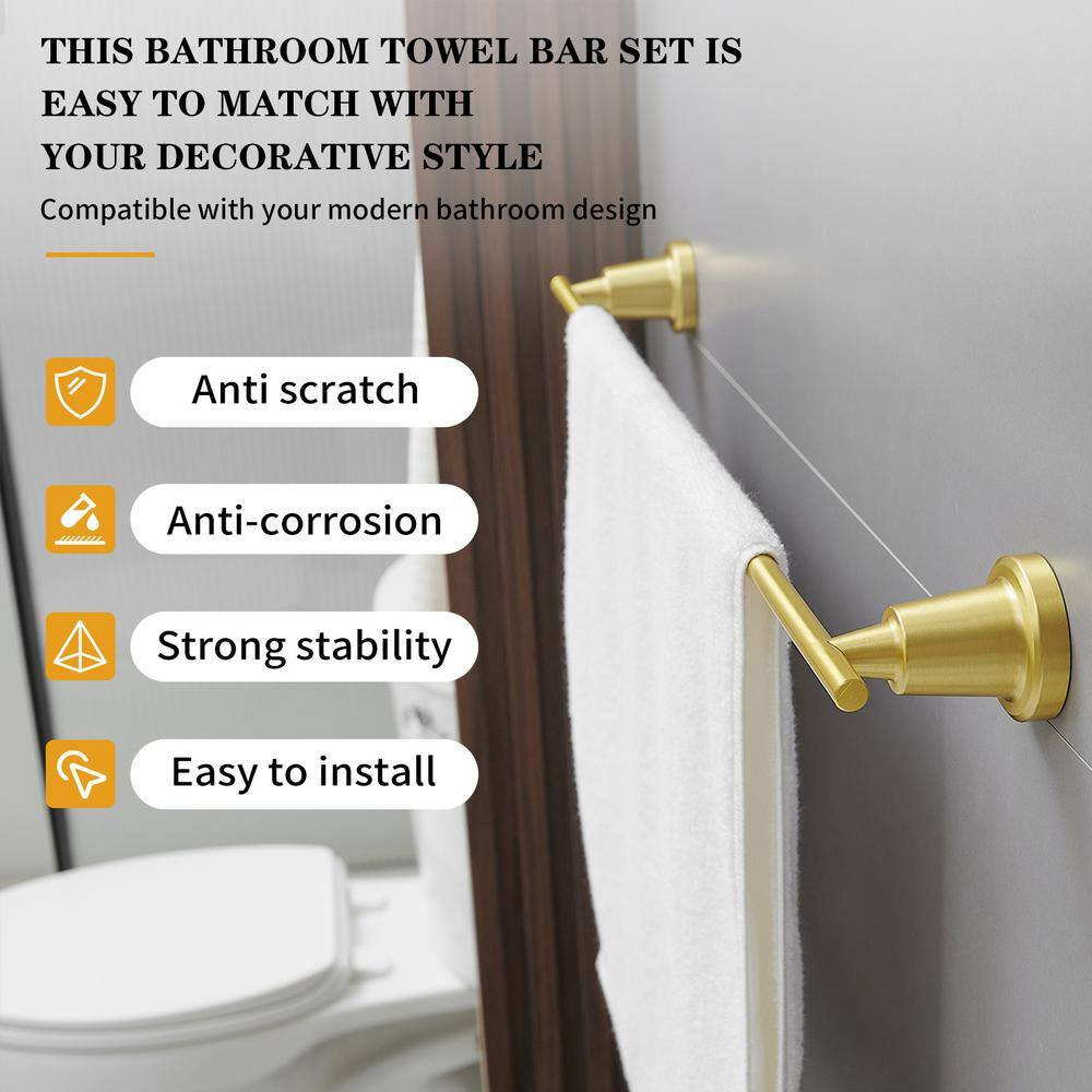 Brushed Gold Stainless Steel 4-Piece Bathroom Hardware Set