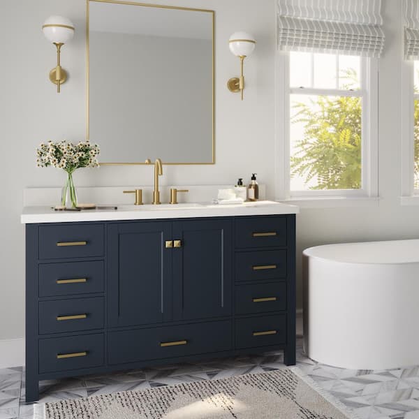 Bath Vanity In Midnight Blue, 38 Bathroom Vanity Top With Sink And Toilet Paper Holder