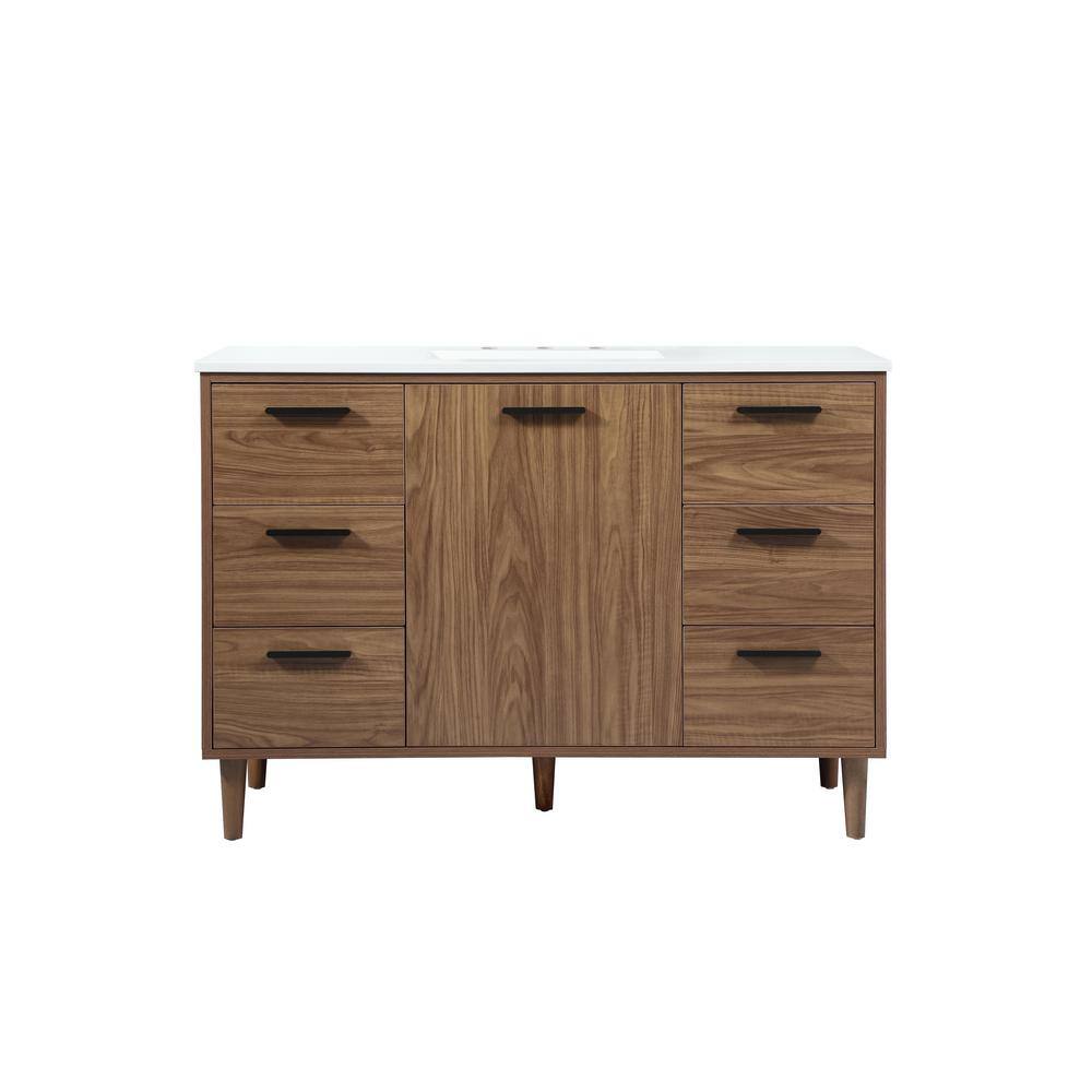 Timeless Home 48 in. W x 22 in. D x 34 in. H Bath Vanity in Walnut Brown wi