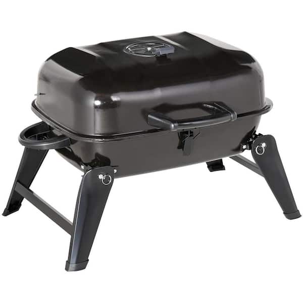 Small Charcoal Grill with Folding Legs in Black, Portable Tabletop BBQ Grill for Outdoor Cooking, Camping and Tailgating