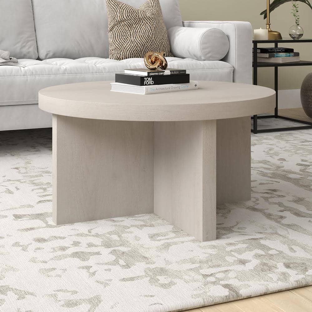 Elna 33" Alder White Round MDF Coffee Table