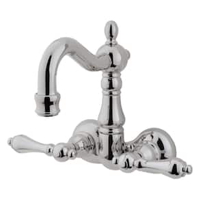 Vintage 2-Handle Wall-Mount Clawfoot Tub Faucets in Brushed Nickel