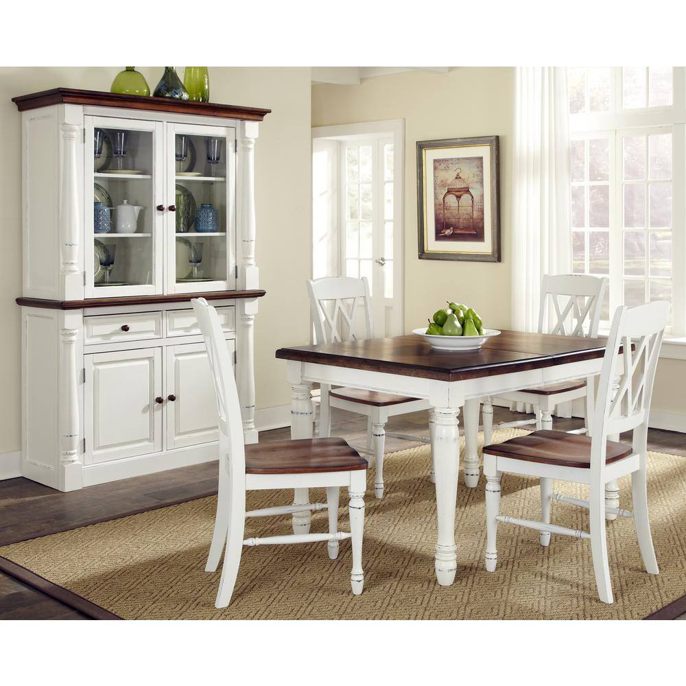 Monarch White and Oak 5-Piece Dining Set with Double X-Back Chairs