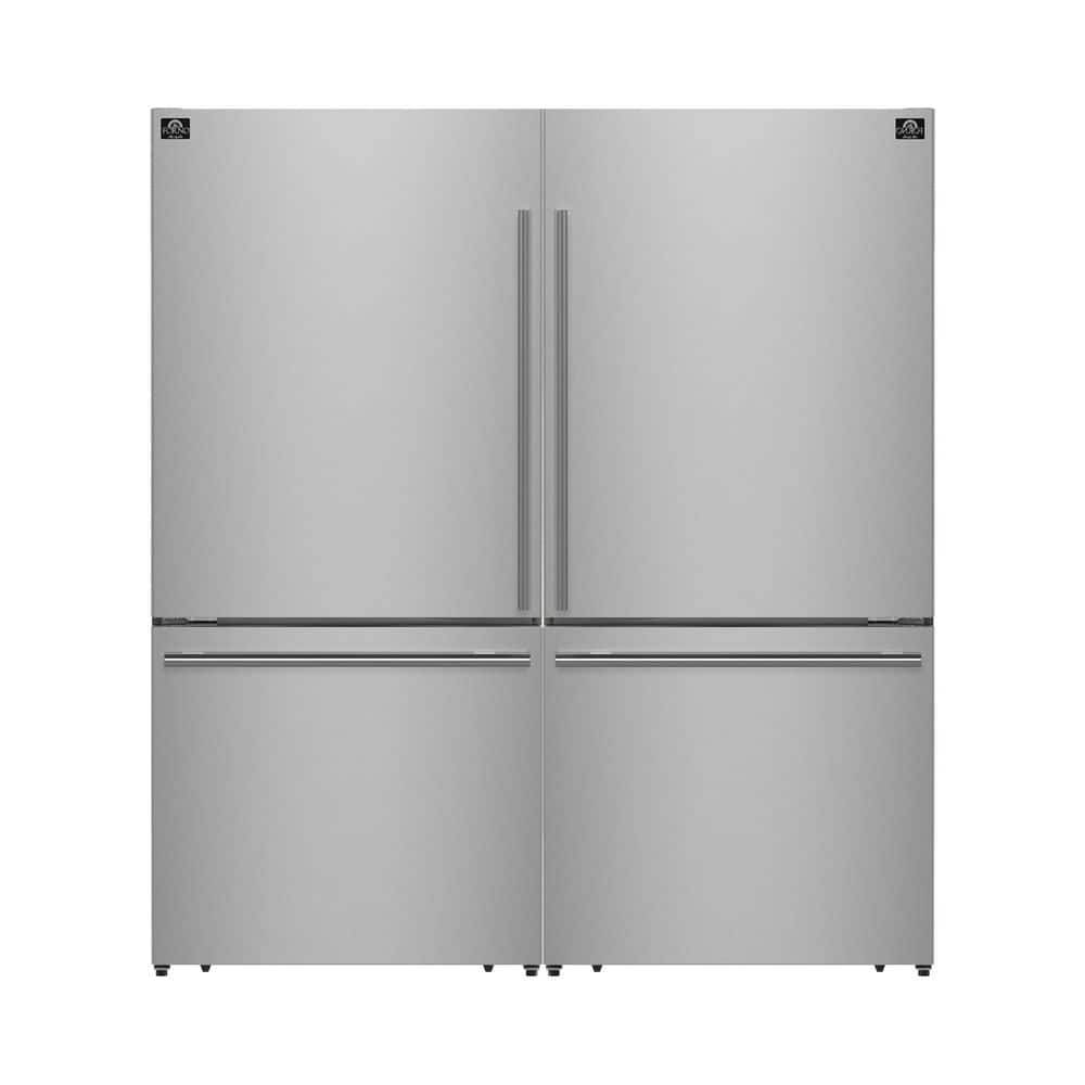 Milano 2-Piece 62-Inch Freestanding Bottom Freezer Refrigerator, Stainless Steel, 34.4 cu. ft,