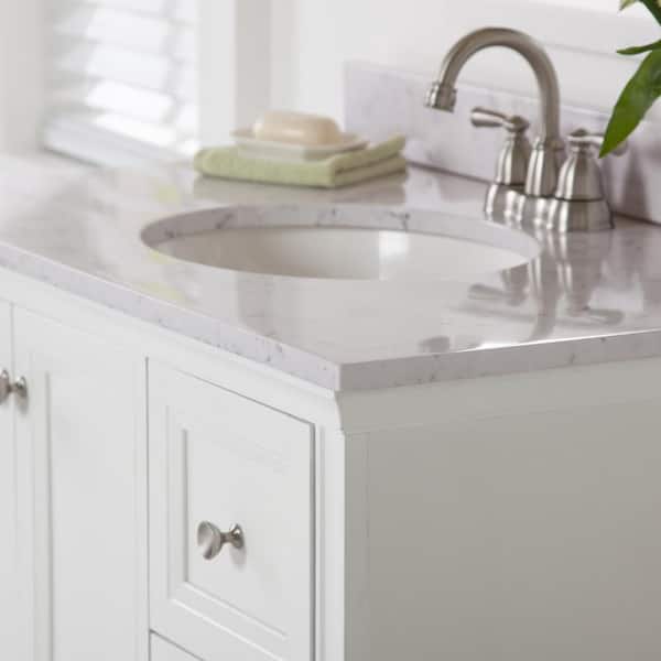 Home Decorators Collection 37 in. W x 22 in. D Stone Effects Cultured Marble Vanity Top in Pulsar with Undermount White Sink