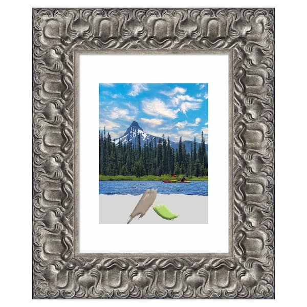 Amanti Art 11 in. x 14 in. (Matted to 8 in. x 10 in.) Silver Luxor Wood Picture Frame Opening Size
