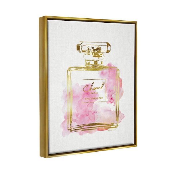 The Stupell Home Decor Collection Glam Perfume Bottle Gold Pink by