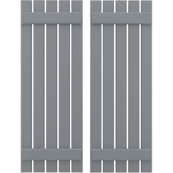 Ekena Millwork 19-1/2 in. W x 32 in. H Americraft 5-Board Exterior Real Wood Spaced Board and Batten Shutters in Ocean Swell