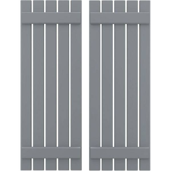 Ekena Millwork 19-1/2 in. W x 83 in. H Americraft 5 Board Exterior Real Wood Spaced Board and Batten Shutters Ocean Swell