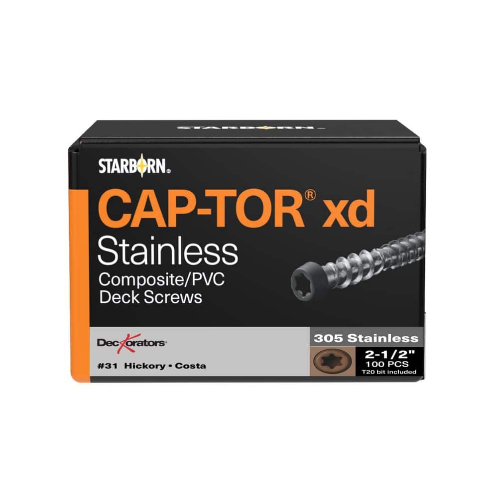 "#10 x 2-1/2 in. Star Trim Head Stainless Steel Composite Deck Screws Tan Gray #31 (100-pieces)" price history on PriceWatchPro