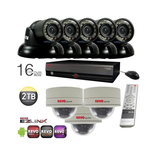 Revo All Mini Cameras System with 16-Channel 2 TB DVR, (5) 700 TVL Mini Turrets and (3) 700 TVL Mini Domes