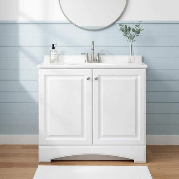 37 in. Single Sink White Bath Vanity with Cultured Marble Top (Assembled)