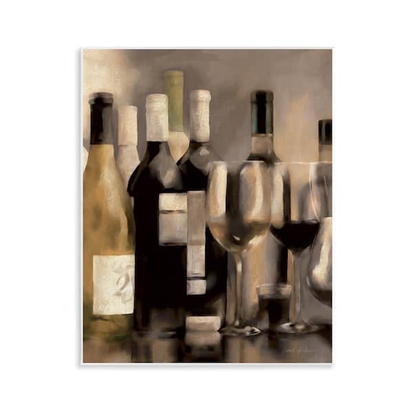 Stupell Industries Wine Bottles on Bar by Carol Robinson Unframed Food Graphic Art Print 14 in. x 11 in.