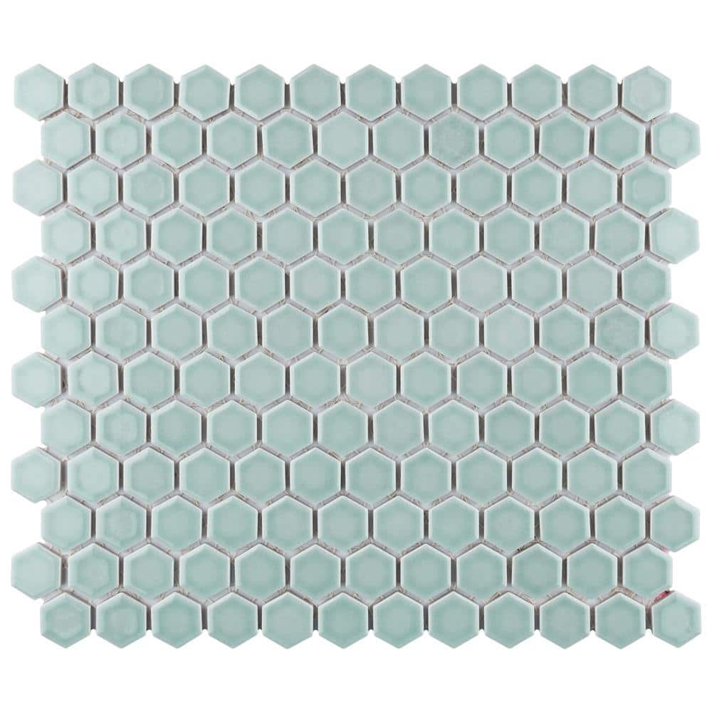 Tribeca 1 in. Hex Glossy Mist 6 in. x 6 in. Porcelain Mosaic Take Home Tile Sample price history on PriceWatchPro