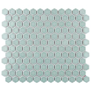Tribeca 1 in. Hex Glossy Mist 6 in. x 6 in. Porcelain Mosaic Take Home Tile Sample