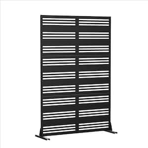 72 in. H x 47 in. W Solid Black Galvanized Metal Wall Sculptures Rectangle Outdoor Privacy Screen Garden Fence Louvered