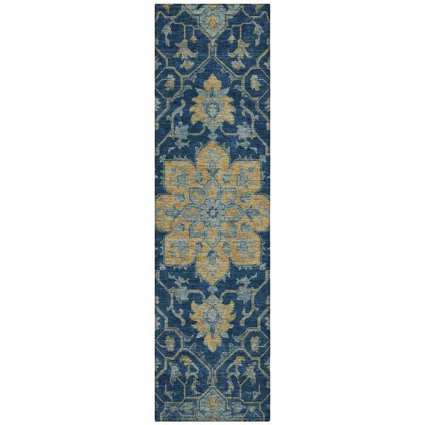 Chantille Machine Washable Indoor/Outdoor Abstract ACN3027 Navy 2 ft. x 7 ft. Runner Rug