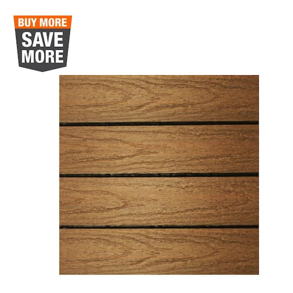 NewTechWood UltraShield Naturale 1 ft. x 1 ft. Quick Deck Outdoor Composite Deck Tile in Peruvian Teak (10 sq. ft. Per Box)