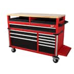 High Capacity 52 in. 11-Drawer Tool Chest Mobile Workbench with Clamp-Ready Wood Top
