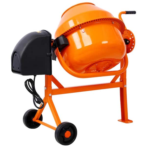 3 cu. ft Portable Orange Cement Mixer 110-Watt AC Motor Cement Mixing Tools