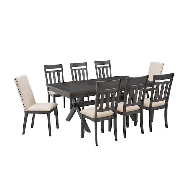 CROSLEY FURNITURE Hayden Slate Upholstered 9-Piece Dining Set