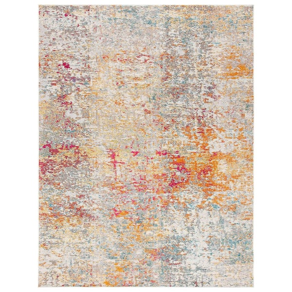 Unbranded Orange Polypropylene 8 ft. x 10 ft. Abstract Indoor Area Rug