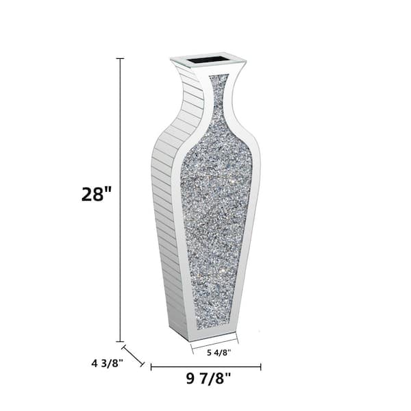 THKSHOUZ 28 in. Silver Glass Novelty Bottle Decorative Floor Vase