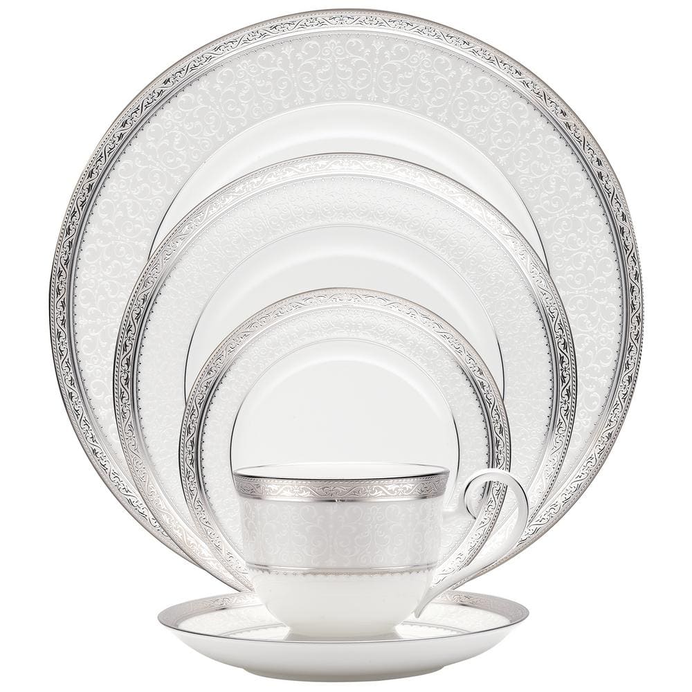 Noritake Odessa Platinum 5-Piece (Platinum) Bone China Place Setting, Service for 1