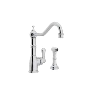 Edwardian Era 1-Handle Standard Kitchen Faucet with Sidespray in Polished Chrome