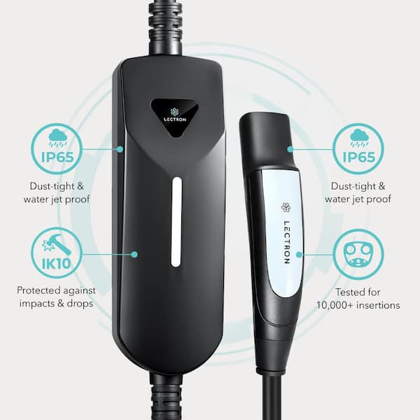 Lectron Level 1/2 (12A and 40A) Tesla NACS Portable Charger-Dual-Level EV Charging Station with NEMA 14-50/5-15 Plug