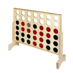31.5 in. L Quattro 4 in a Row Board Game with Solid Pinewood Frame and 42 Durable Game Discs