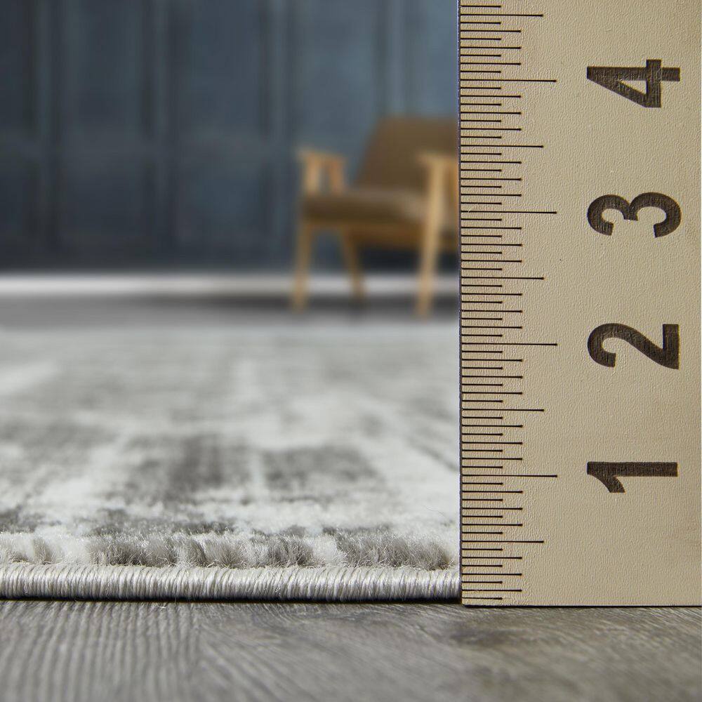 Gray Abstract 9' x 12' Stain-Resistant Synthetic Area Rug